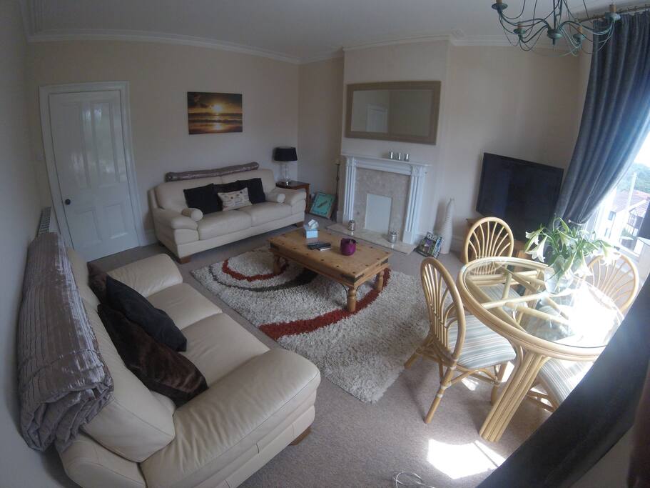 Comfortable Lounge, with 55" TV and Smart Box for internet TV!