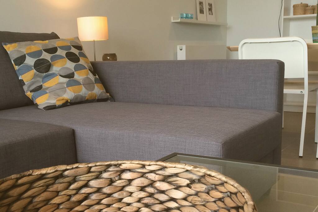Modern & spacious living room with sofabed