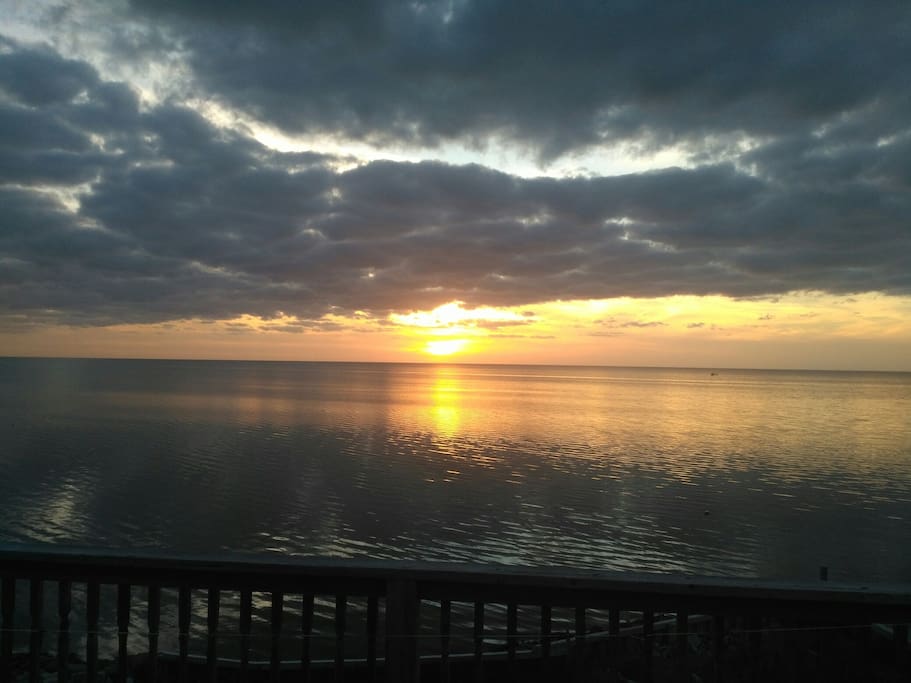 Sunset view over the sound on the porch.