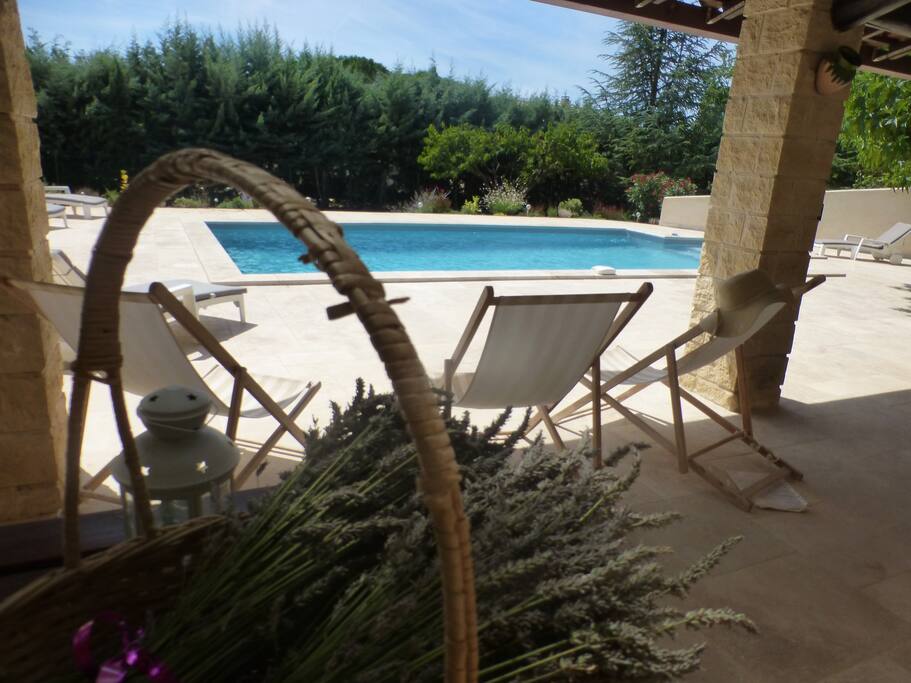 View of the pool from the Master Bedroom window.