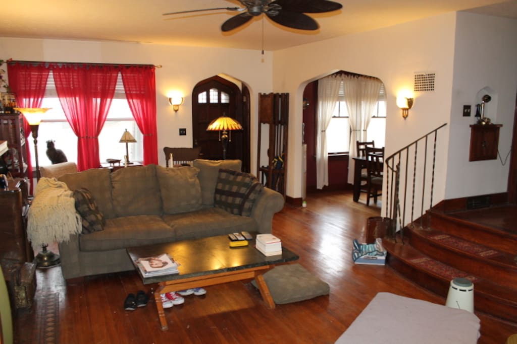 Living room looking west open to dinning room