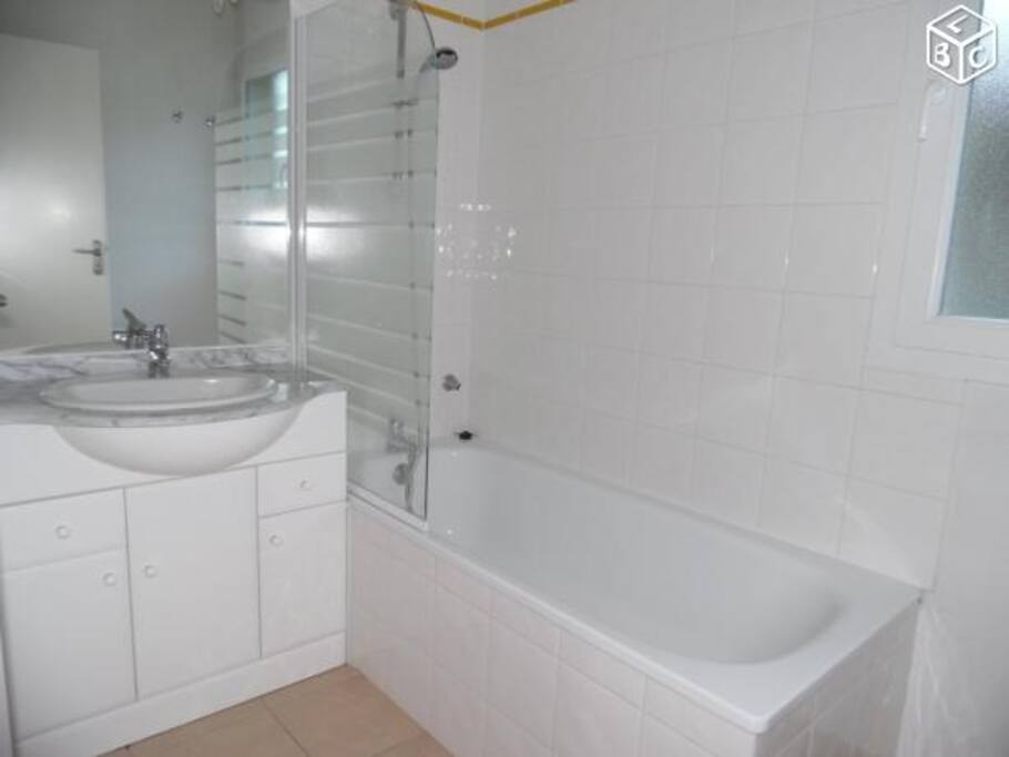 salle de bain avec baignoire