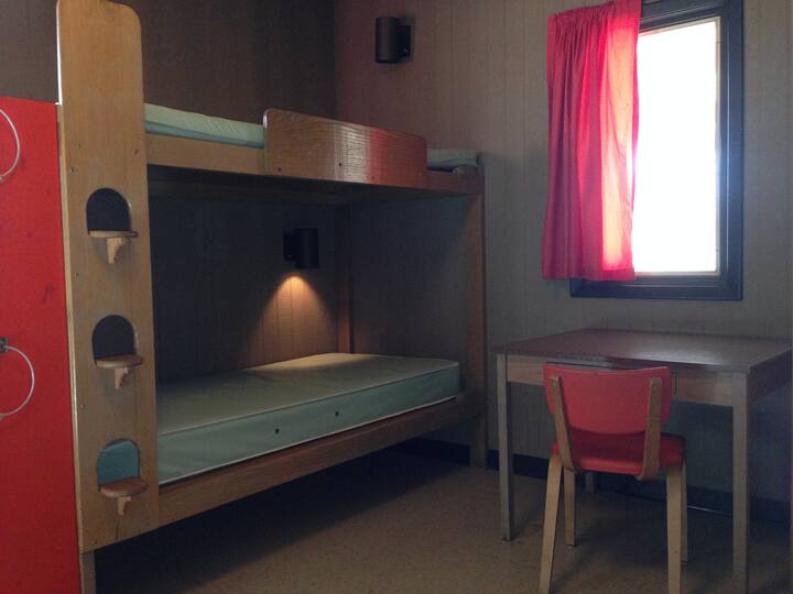 This is a place where kids and adults alike enjoy a few nights away...sleeping  in comfortable bunk beds! Dibs on the top bunk! 