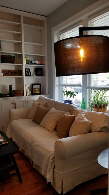 Big down sofa for relaxing with friends or a movie night!