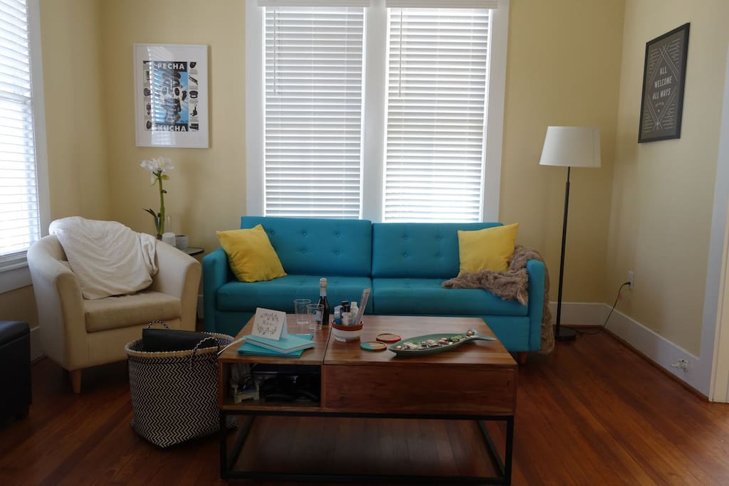Living Room (Couch is a Queen Size Memory Foam Pull-out Bed)