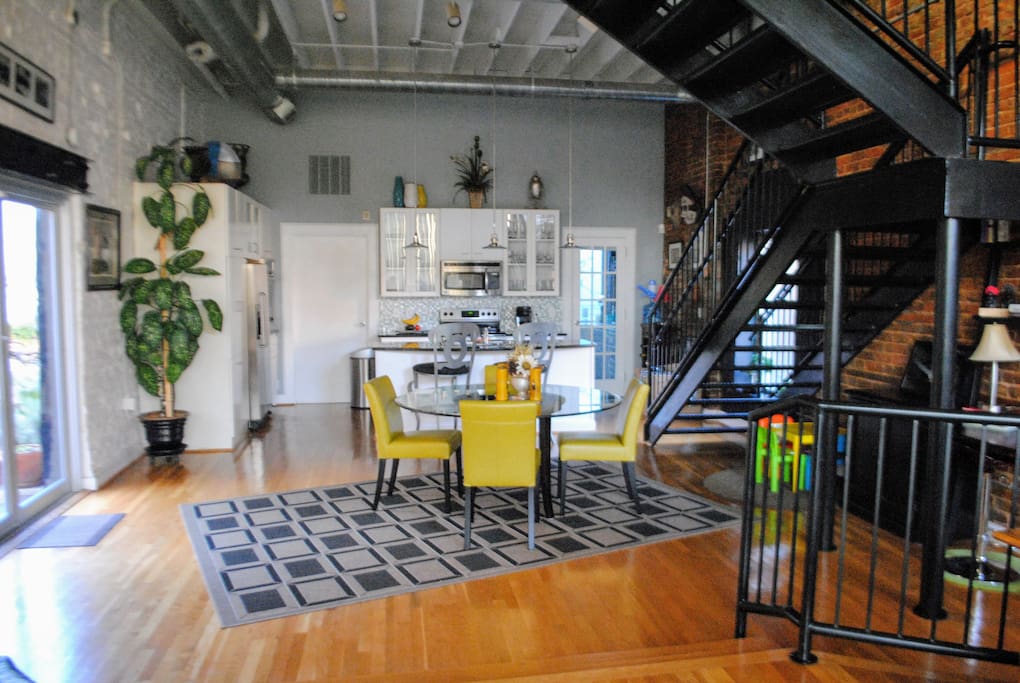 Downstairs living area (toward kitchen)