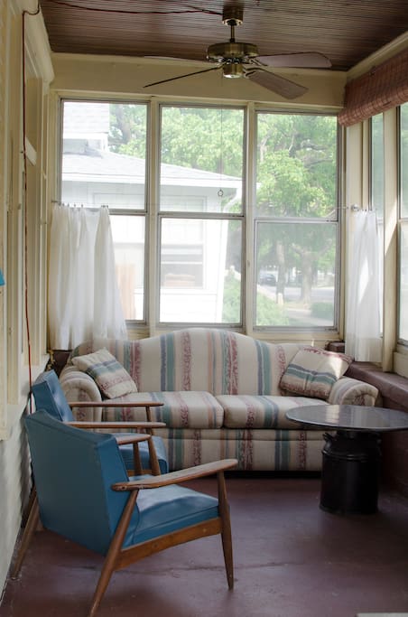 I have a wonderfully sunny, fully curtained Screen Porch out front (south facing).