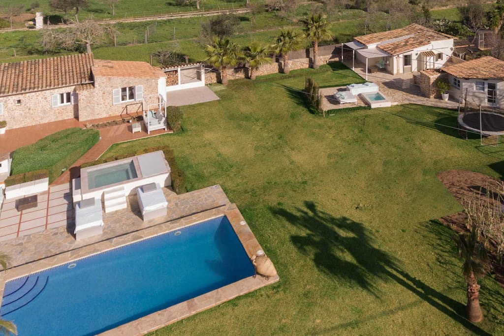 Aerial shot of Can Colom and Guest Cottage