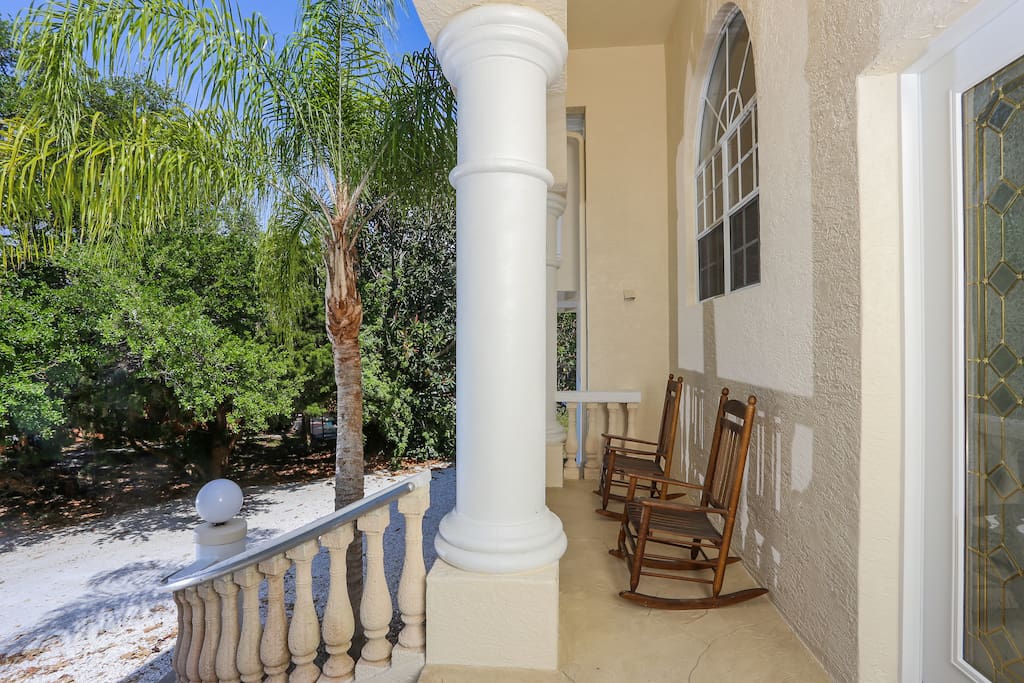 Rocking chairs on outside balcony