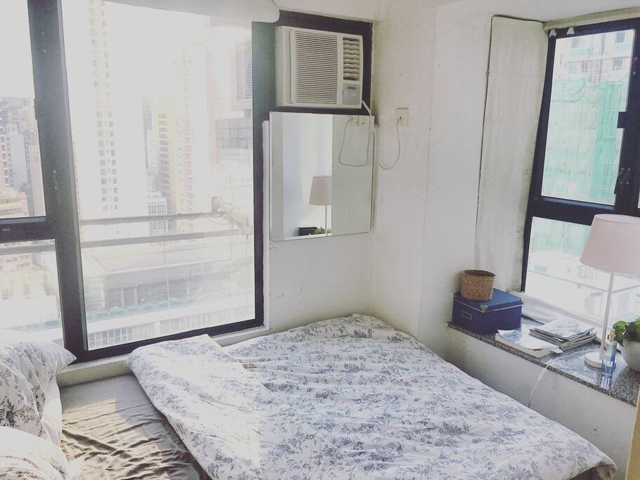 Bright bedroom (with curtains)