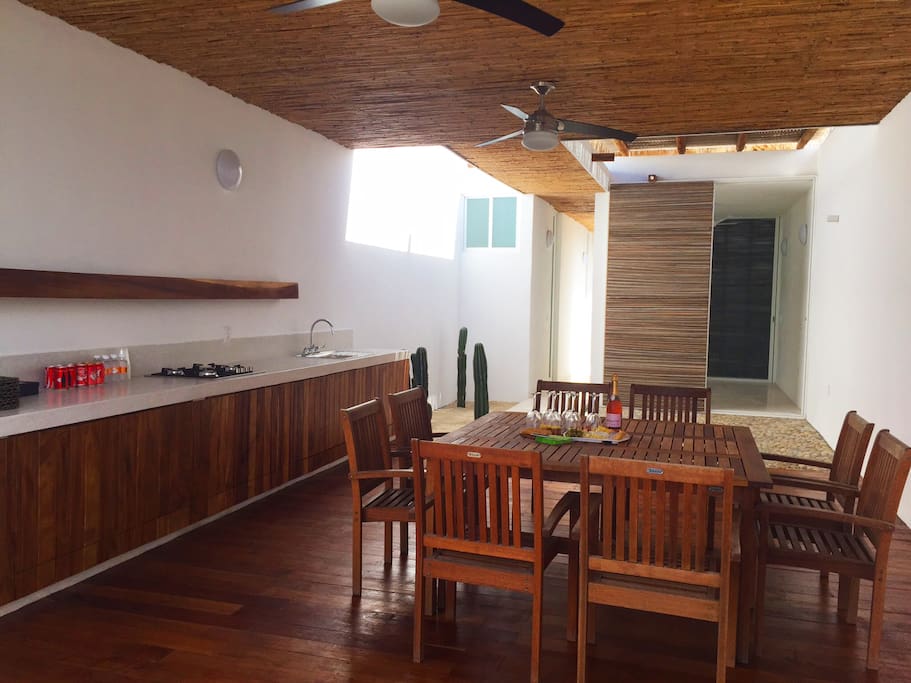 Spacious kitchen with dining room