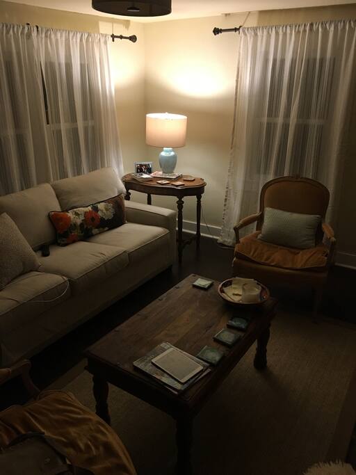 The living room. Couch converts to a pullout bed.