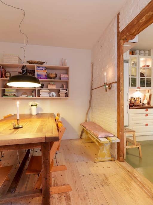 Next to the kitchen there is space for the whole family to sit and chat or play games while someone is cooking.