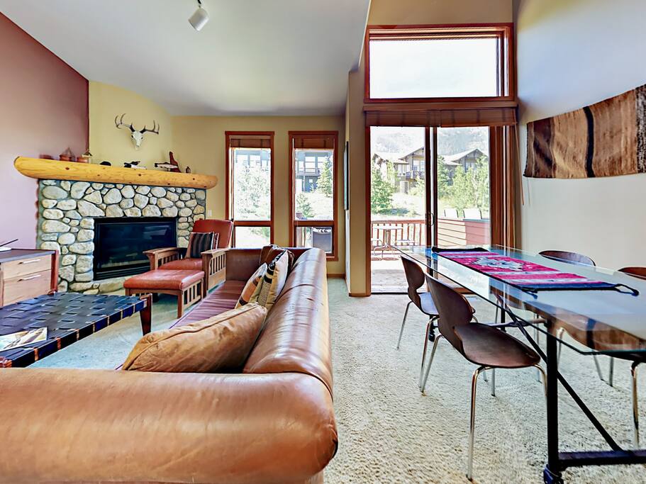 Step out to the private balcony, just off the living room, and watch the sunset over the Sherwins.