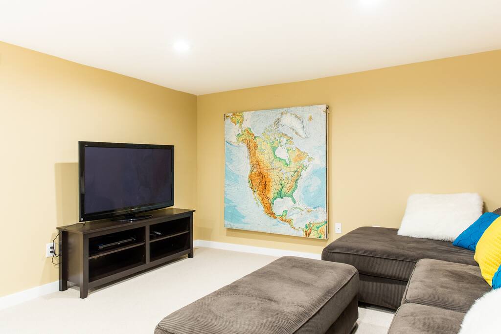 Large flatscreen TV with Apple TV