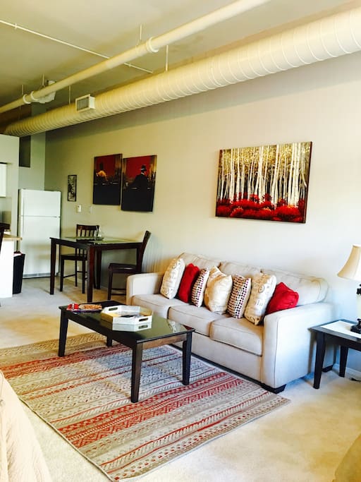 Living room and dining area
