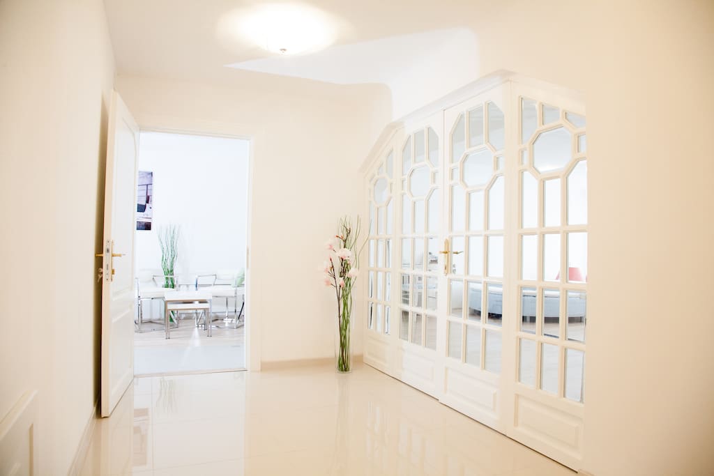 There are Art deco elements mixed with modern design throughout the whole flat.