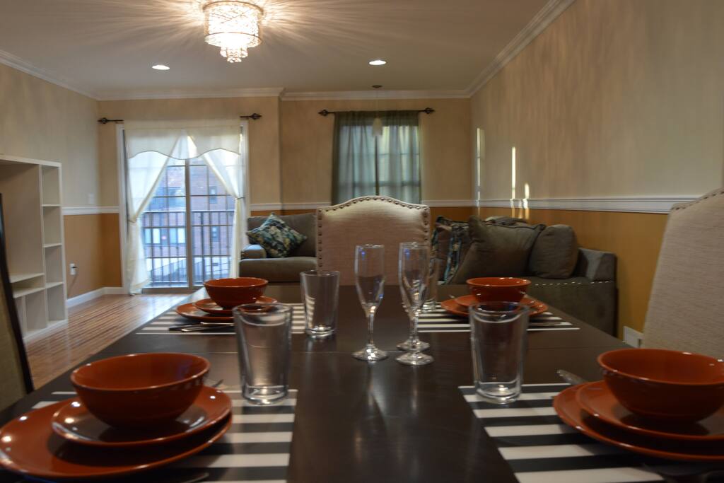 View from dining room to living space