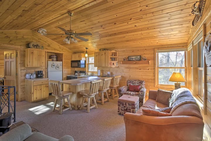 kitchen and living room. Cabin is 1200 sq ft. 