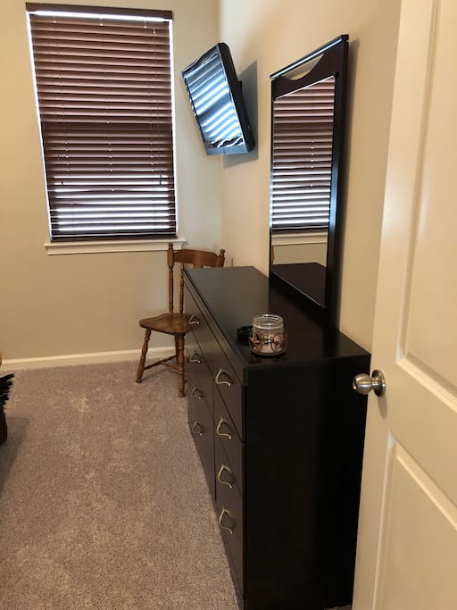 Dresser for use and TV hooked up.