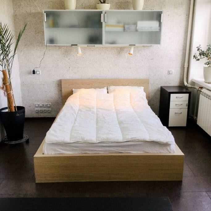 Soft and wide bed for tired tourists.
