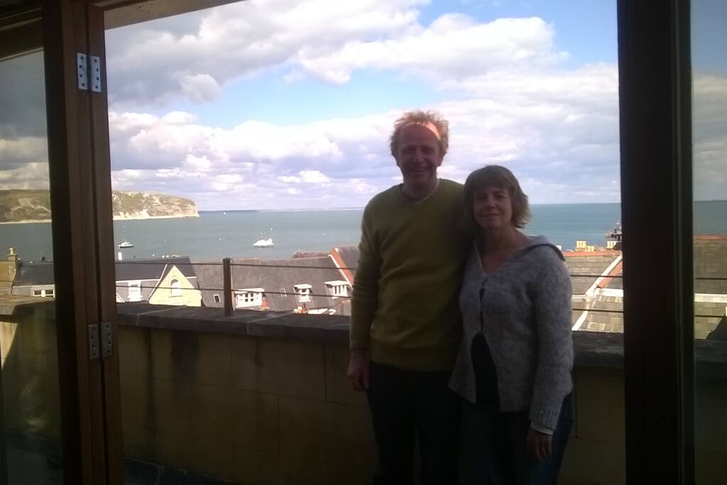 Us on balcony, bedroom 7