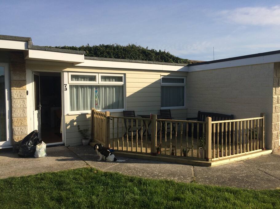 Outside chalet with decking