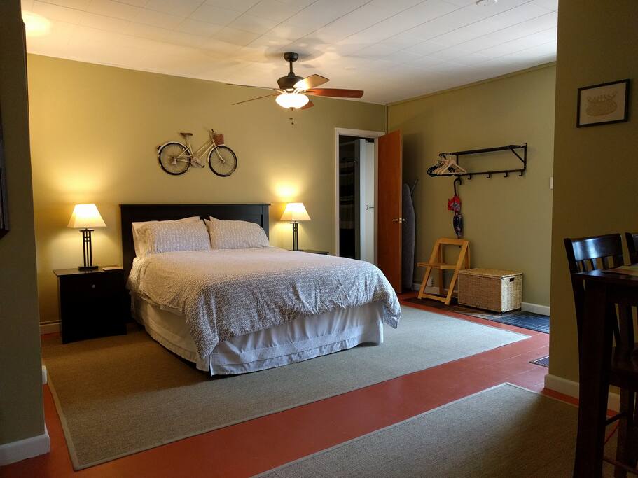 The studio apartment is roomy with lots of space to spread out and enjoy your stay.