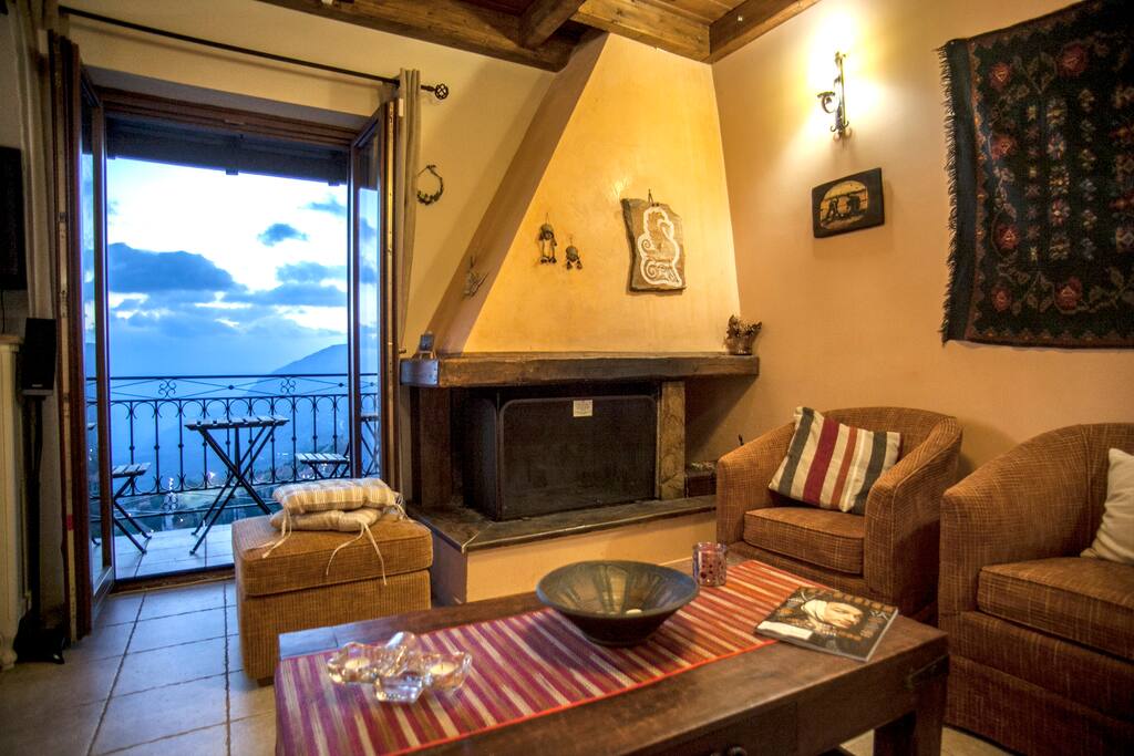 Living room and fireplace, ground floor