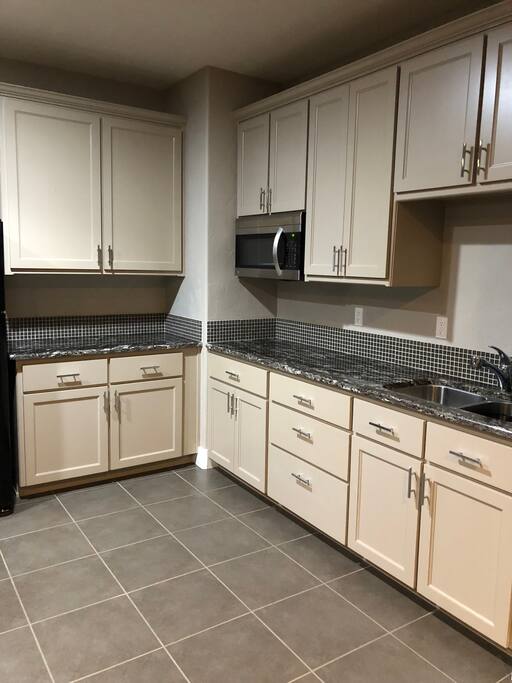 Kitchenette with a full size refrigerator