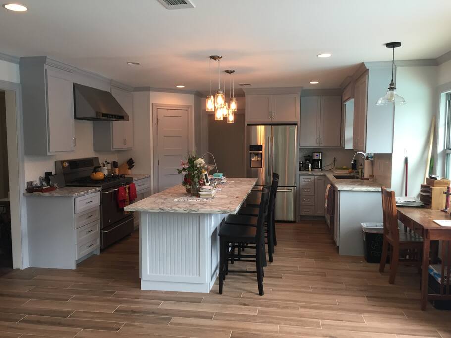 Renovated kitchen with island seating for 4