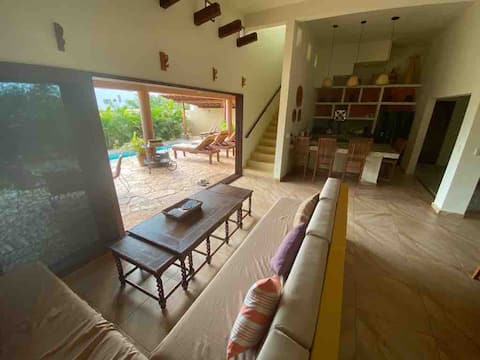 Popular Airbnb listing: Big, Private, 4Bdr. up to 9. Pool, AC, ocean view. in Brisas De Zicatela