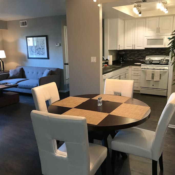 Living space and dining for 4