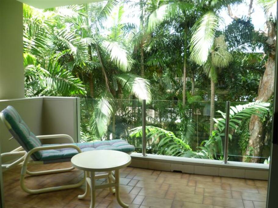 Peaceful garden views from the back balcony
