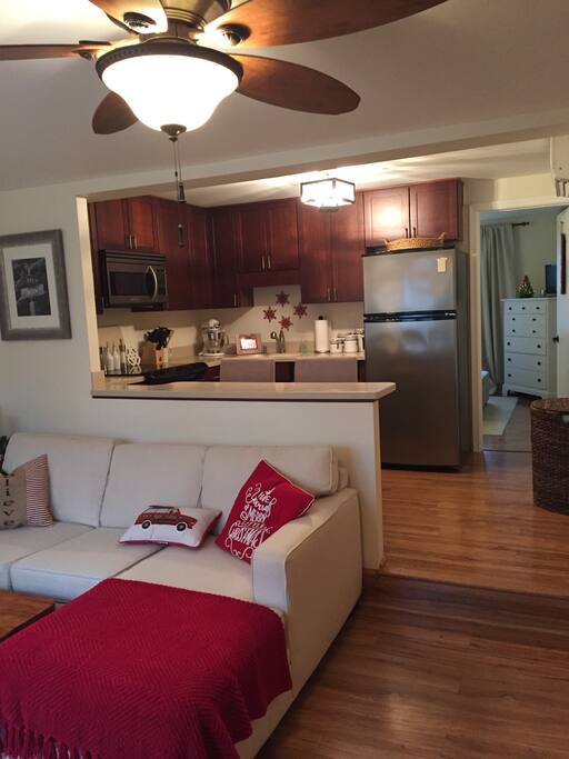Family room leads up to kitchen