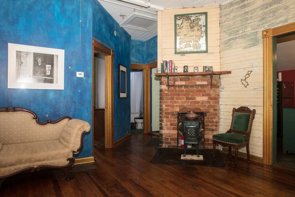 Living Room with Wood Stove