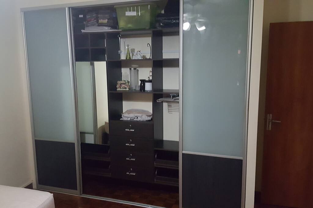 Plenty of shelf space with sliding doors