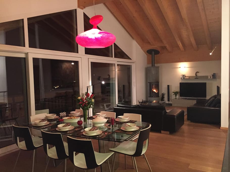 The dining/sitting room by night