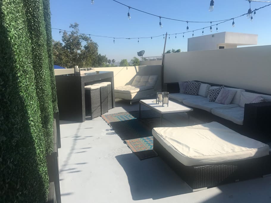 Rooftop deck with city views