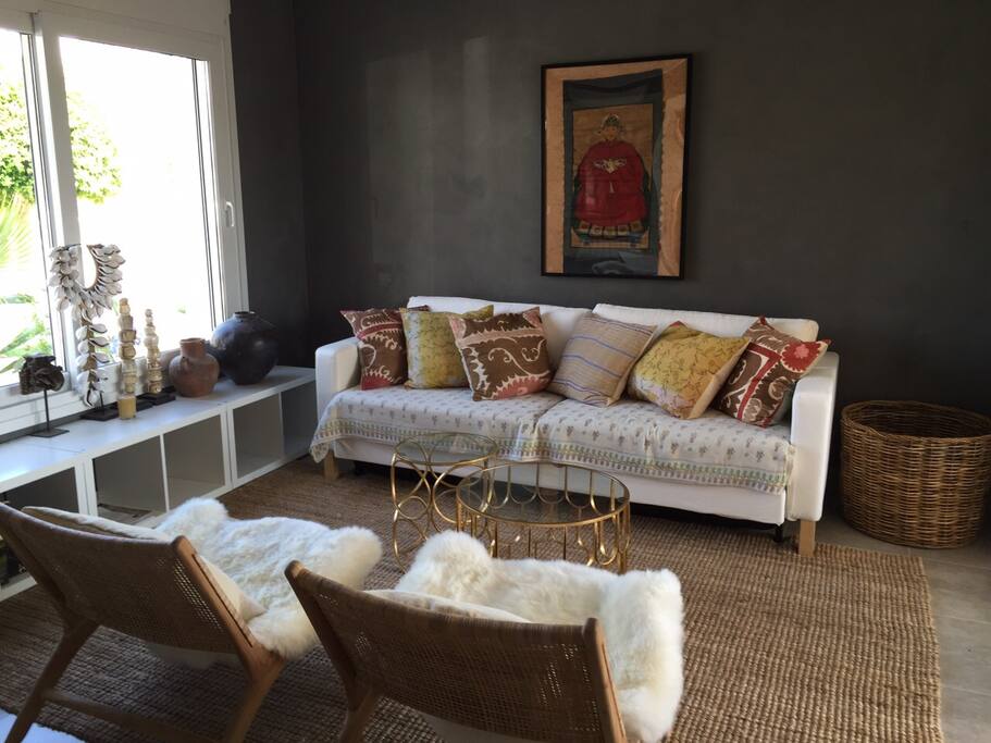 Livingroom with a sleeping couch for