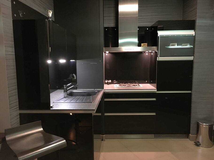 Open kitchen in minimalistic style.