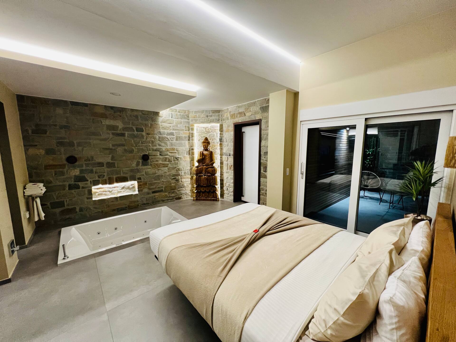Private luxury loft with spa bath.