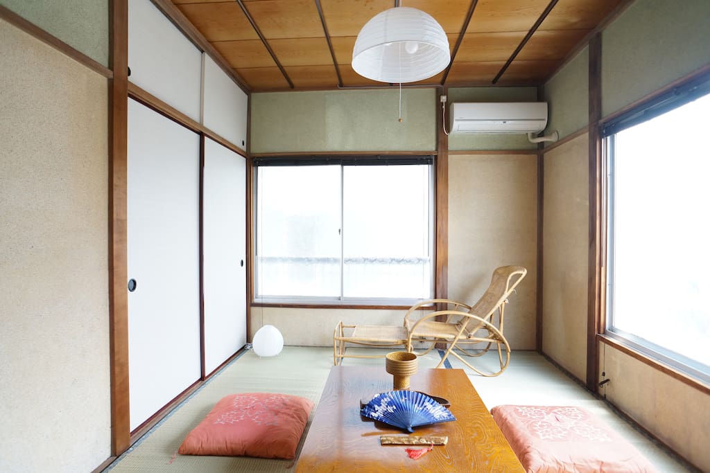 Traditional tatami room in the morning.