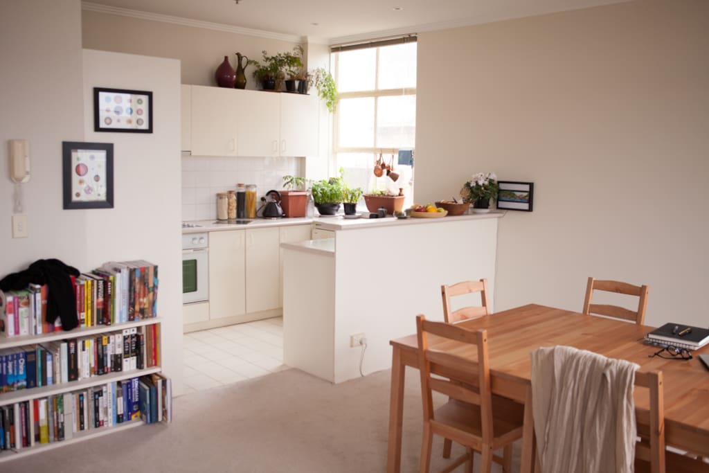 Another view of kitchen and dinning room.