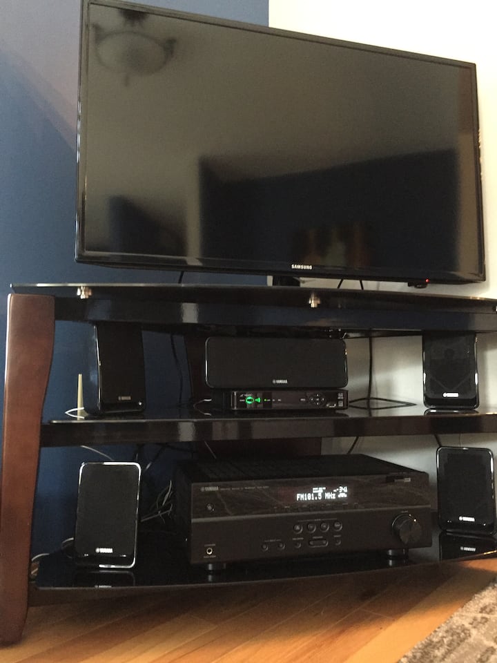 Telus optic smart TVand sound system with HDMi hookup.