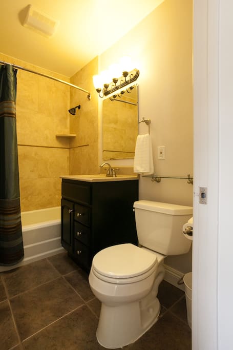 Private bathroom in the room.
