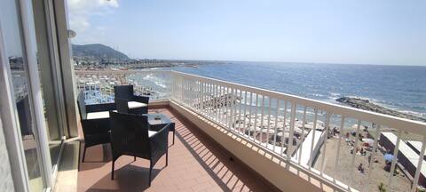 The terrace overlooking the sea