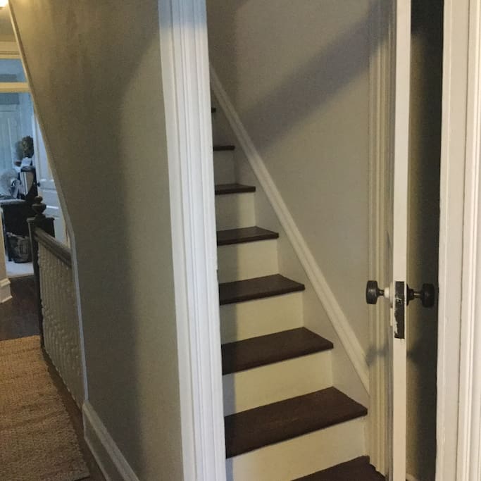 Stairway leading up to Bedroom
