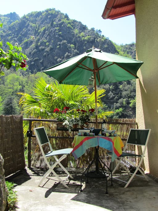 Terrace dining.