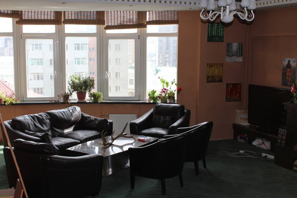There is a lot of natural light in the living room!